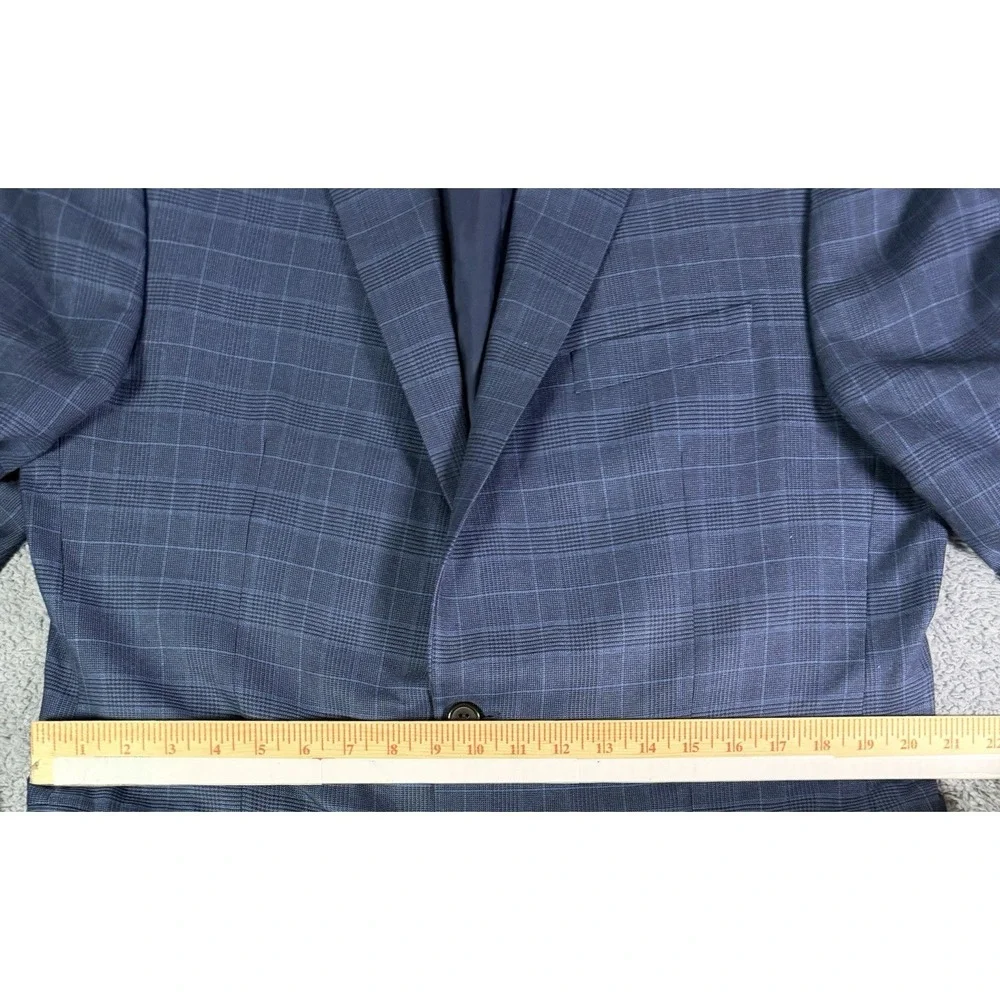 Lauren Ralph Lauren Men 42L Blue Houndstooth Glen Plaid Blazer Summer Blend